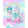 SULIFEEL Rainbow Unicorn 4 Size Adjustable Light up Roller Skates
