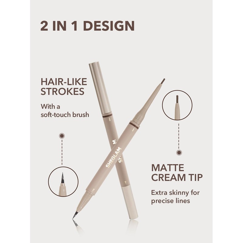 SHEGLAM Dual-Sided Eyebrow Pencils Cream Waterproof Long Lasting Eye brow