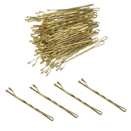 HPNN-013 Hair Pin [Gold 2.0 inches (5 cm)] With Gold Ball, American Pin, Pin Fastener, Hair Clip, Small, Stylish, Cute, 100 Pieces, Sparkling Punching Round