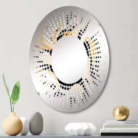 DesignQ Contemporary Cheetah in Orange and Black - Animal Print Starburst - 20x30 Inches - Oval Decorative Wall Mirror for Bathroom, Bedroom, Entryway, Living Room, Vanity Room and Modern Décor