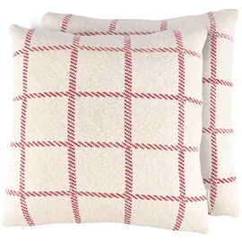 Primitives by Kathy Open Gingham Throw Pillow, 18" x 18", Cream, red