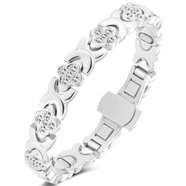 Jeracol 99% Pure Copper Bracelet for Women – 5000 Gauss Strong Magnets, Upgrade Butterfly Clasp, Adjustable Tool & Refined Gift Box – Magnetic Bracelet for Women(Silver)