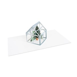 UWP Luxe Pop-Up Laser-Cut Greenhouse Tree Christmas Card with Green Envelope- Write Your Own Message (Merry & Bright)
