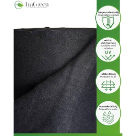 EraGreen Premium Drainage Fleece 0.5 m x 5 m - Separating Fleece 150 g/m² Water Permeable - Filter Fleece, Separating Fleece for Raised Beds and Flower Pots - Black