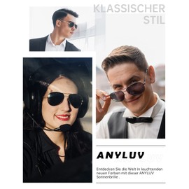 ANYLUV Sunglasses Men's Polarised Updated Sunglasses Women with UV400 Protection Metal Frame CAT3, An01 Black/Grey