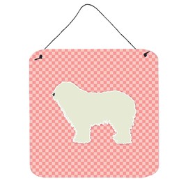Caroline's Treasures BB3655DS66 Komondor Checkerboard Pink Wall or Door Hanging Prints Aluminum Metal Sign Kitchen Wall Bar Bathroom Plaque Home Decor, 6x6, Multicolor