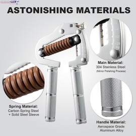 NESOHC-LLEW Adjustable Grip Strength Trainer: Premium 304 Stainless Steel Structure, Aerospace Grade Aluminum Alloy Handle, Grip Strength Adjustable Range 55-264 lbs