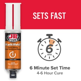 J-B Weld 50176 KwikWeld Steel Reinforced Epoxy Syringe - Dark Grey - 25 ml,Black
