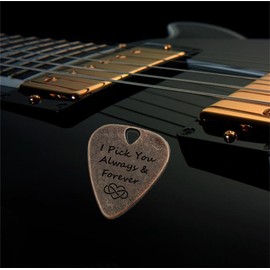 JUPPE Music Gifts For Him Her, Bronze I Pick You Always And Forever Guitar Pick Plectrum Anniversary Birthday Gifts For Boyfriend Husband Couples (Always and Forever)