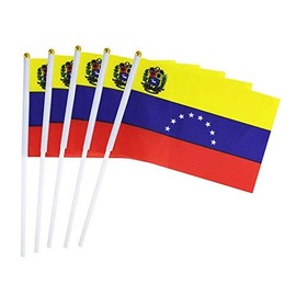 Paquete de 25 banderas pequeñas de mano con bandera de Venezuela de Venezuela, banderas redondas de país nacional, suministros de decoración de fiesta para desfiles, Copa del Mundo, eventos de festivales, festival internacional