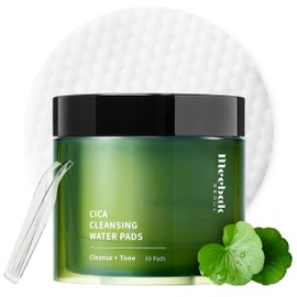Meebak Cica Cleansing Water Pads | Korean Makeup Remover Wipes | Micellar Water Makeup Remover Wipes | Exfoliating Toner Pads for Glass Skin | Hydrating & Calming for Sensitive Skin - 80ct