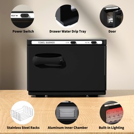 Asiakarn Towel Warmer, Hot Towel Warmers Spa, 8L Professional Mini Towel Warmer, Towel Warmer for Facials. (Black)