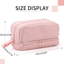 CICIMELON Large Capacity Pen Pencil Case with 4 Compartments, Multi-Slot Pencil Pouch Bag Aesthetic School Supplies Organizer for Teen Girls, Women, Adults (Pink)