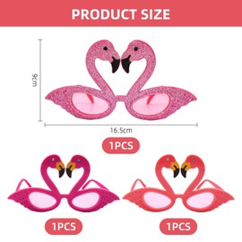 FFDHWU 3 Pieces Flamingo Dress Up Glasses, Fun Sunglasses, Novelty Glasses, Hawaiian Style Sunglasses, Flamingo Sunglasses, Party Dress Up Accessories