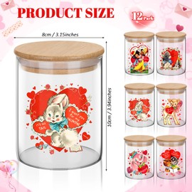 12 Set 17oz Glass Storage Jars with Airtight Lid Retro Vintage Candle Jars Containers Sets for Kitchen Candy Cookie Chocolate Tea, Sugar, Salt, Coffee(Animal)