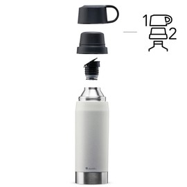 Aladdin CityPark Thermavac Twin Cup Bottle 1.1 L Stone Grey - BPA Free Stainless Steel Bottle with Built in Twin Cup - Keeps Cold or Hot for 25 Hours - Leakproof - Dishwasher Safe