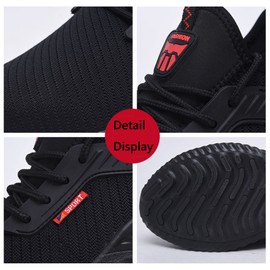 Hanani Hanani Steel Toe Caps Trainers Lightweight Boots Womens Mens Work Industrial Work Shoes Black UK10.5