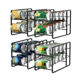 BTY Stackable Can Organizer for Pantry, Can Organizer Storage Rack, 4 Pack Can Food Organizer, Beverage Storage Holder for Refrigerator, Cabinet Can Dispenser for Pantry