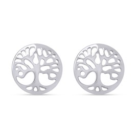 Tree Of Life Stud Earrings In 14k White Gold Over Sterling Silver For Women for Women