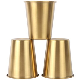 TOSAMZOO 3 Pack 10.5 Ounce 300ml Stainless Steel Cups Beer Cups Shatterproof Pint Drinking Cups Metal Drinking Glasses for Kids and Adults (Gold)