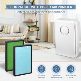 PB-P01 Replacement Filter Compatible with Pro Breeze PB-P01 Air Puri-fier Model PB-P01f-US, 4-in-1 PB-P01f Replacement Filter with Pre-Filter, HI3 True HEPA, Carbcn Filter and Cold Catalyst, 2-Pack