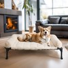 Veehoo Cooling Elevated Dog Bed with Fluffy Plush Bolster Cushion,