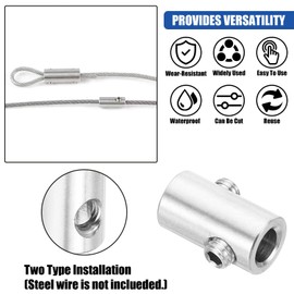 Leliafleury 2mm Wire Rope Cable Clamp 5Pcs Stainless Steel Wire Rope Thimble Double Hole Wire Rope Clips Wire Rope Lock with End Screw Stopper for Cable Fittings
