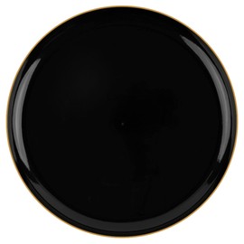 EcoQuality 10.6" inch Round Black Plastic Plates with Gold Rim Design - Disposable China Like Party Plates, Heavy Duty Dinner Plates, Salad Plate, Dessert, Wedding, Serveware (30 PACK)