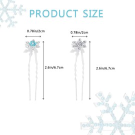 6 Pcs Christmas Hair Clips Snowflake Rhinestone Crystals Hair Accessories for Women Christmas Bridal Wedding U-Shape Hair Pins Hair Decor (Blue White)