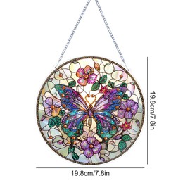 Zamety Diamond Painting Pendant, Diamond Painting Butterfly, Diamond Painting Door Wreath with Chain, DIY Diamond Painting Window Pictures, Wall Hanging Kits for Window, Wall and Entrance Decor