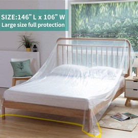 HDBHBH 146"/12ft Heavy Duty Waterproof Sofa Cover, Clear Protector for Pets & Moving - Cat Scratch Proof Furniture Cover for Sectional L-Shape, Extra Large Bed & Sofa Protector