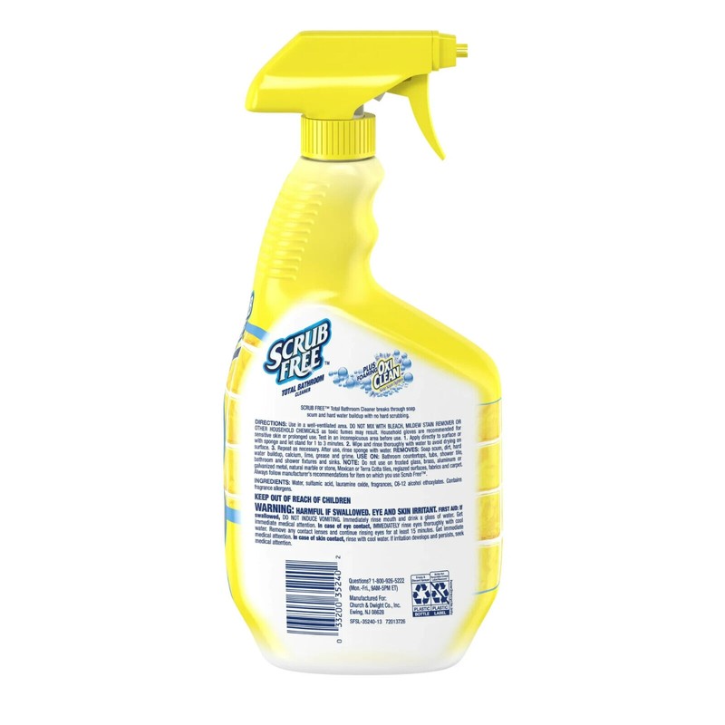 OxiClean Scrub Free Total Bathroom Cleaner with OxiClean, Lemon Scent,