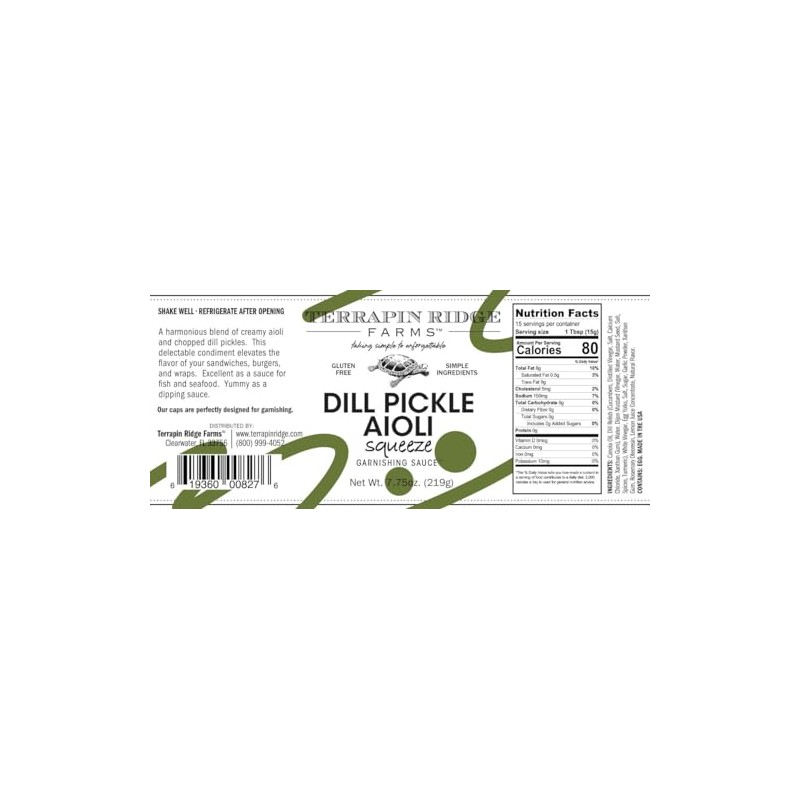 Terrapin Ridge Farms Dill Pickle Aioli – One 7.75 Ounce