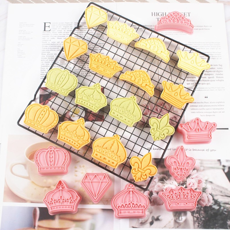 Orapink Crown Cookie Cutter-8 Pieces Plastic Prince King Queen Princess