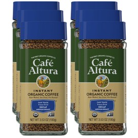 Cafe Altura Decaf Freeze Dried Instant Organic Coffee, 3.53 oz Jar (Pack Of 6)