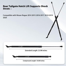 Lazmllcan 2pcs Rear Liftgate Lift Supports Struts Shocks Compatible with Nissan Rogue 2014 2015 2016 2017 2018 2019 2020 Without Power Gate (Does NOT Fit Select & Sport), Compressed Length is 16.06"