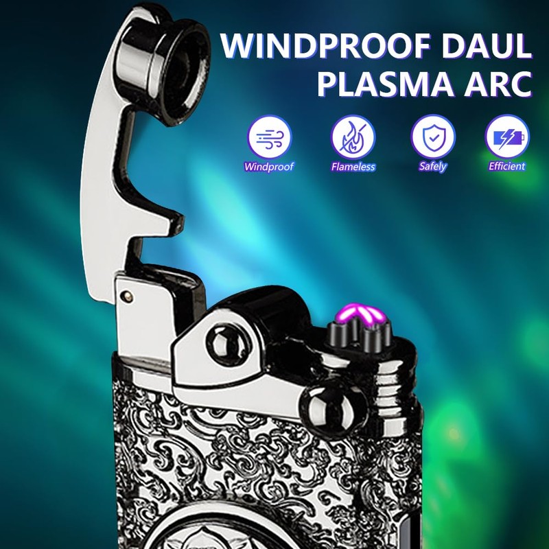 BABOBIU Electric Lighter Rechargeable Lighter Rocker Arm Lighter Windproof Flameless