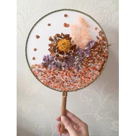 Dried Flower Handheld Fan for Wedding, Party, Home Decoration, Birthday Gift (Small)