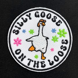 Funny Goose on The Loose Patch 3" Funny Meme Embroidered Patches for Backpack, Hat, Jackets, Iron On Sew On Patch, Uniform DIY Embroidery PVC Patches Gift, Accessories for Him Her 3 Inches
