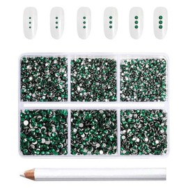 Beadsland 7200PCS Flatback Rhinestone Set for Nail Art Crafts Wax Pencil Mixed 6 Sizes SS3-SS10, 1 Piece, Emerald / Beadsland(비즈랜드) 네일 아트 공예용 7200PCS 플랫백 라인석 세트 왁스 펜슬 혼합된 6가지 크기 SS3-SS10, 1개, 에메랄드