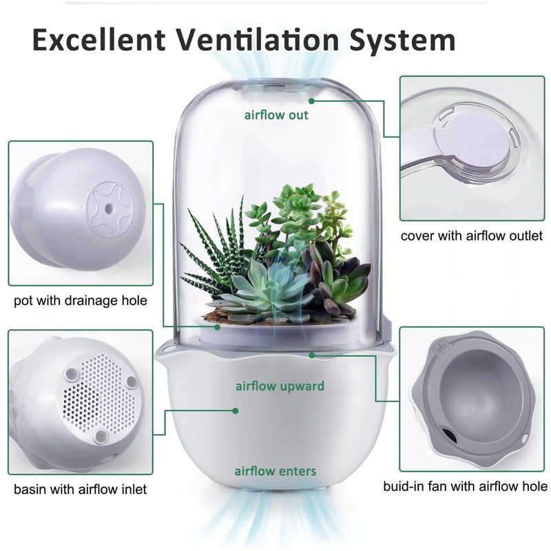 Smart Planter with Grow Light Indoor Minimalist Design LED Succulent