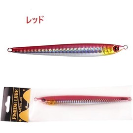 Metal Jigs, Set of 4, Lures, Jigs, Jigging, Fishing Gear, Flounder, Red Sea Bream, Sea Bass, Sawara, Shinka, Glow (Red)