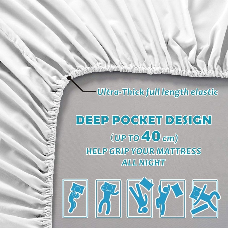 ForZzz 2000TC Fitted Sheet King Size -Premium Microfiber Fitted Bottom