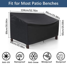 Garden Bench Cover 134 x 66 x 89 cm, 600D Oxford Protective Covers for Garden Furniture, Waterproof, Dustproof, Protection Against Sunburn, for Outdoor Garden Bench, Patio, Benches, Sofas, Furniture