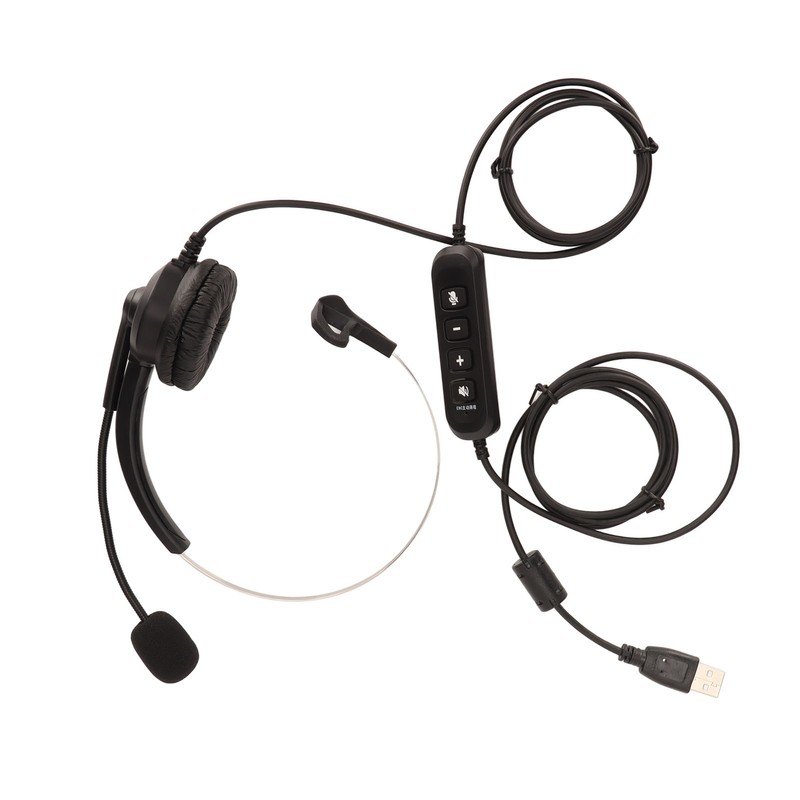USB Business Headset Noise Reduction Single Sided Ear Headphone Supports