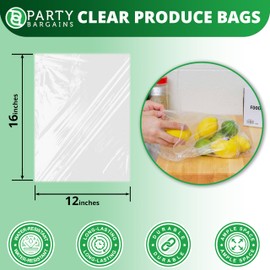 PARTY BARGAINS 12" x 16" Plastic Produce Bags on a Roll - 450 Pieces Bread and Grocery Clear Bag, Convenient Pack