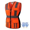 JKWEARSA Women Safety Vest, High Visibility Reflective Mesh Work Vest
