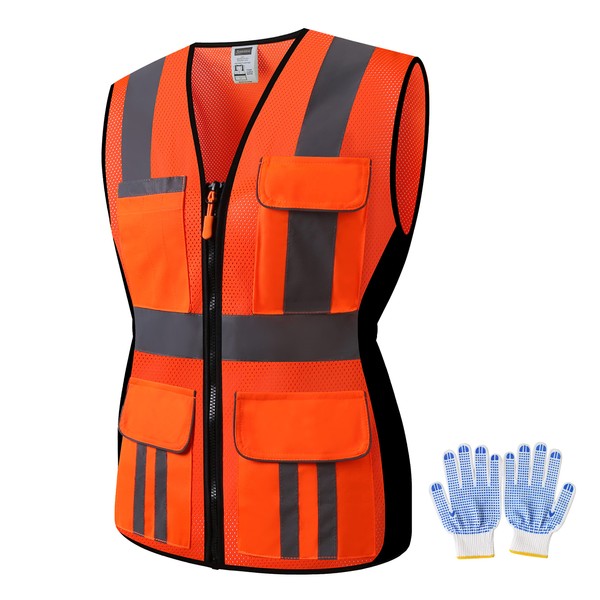 JKWEARSA Women Safety Vest, High Visibility Reflective Mesh Work Vest