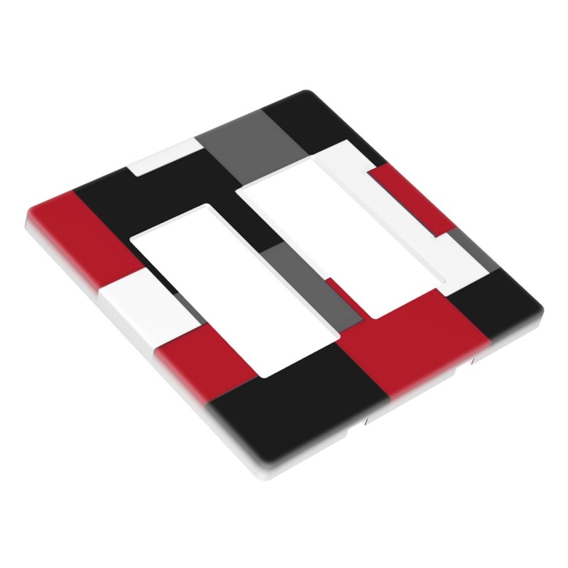 Red Black White Grey Geometric Abstract 2 Gang Double GFCI