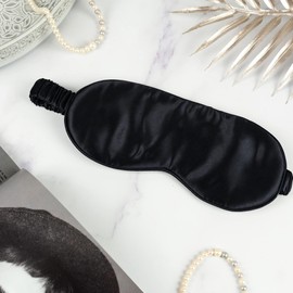 OFFTOPIC® Schlafmaske aus 100% reiner Seide, Schlaflosigkeitsstopp, verbesserte Schlafqualität, Reisezubehör, Oeko-Tex-Zertifikat, maschinenwaschbar, Schwarz